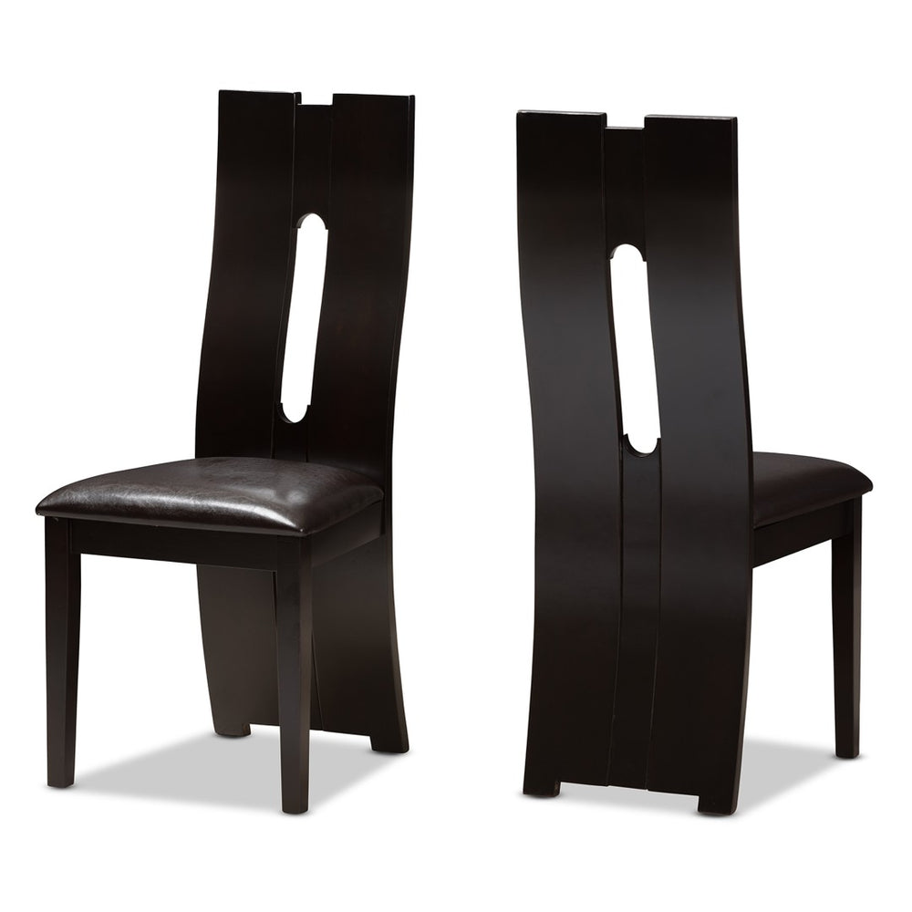 Baxton Studio Baxton Studio Alani Modern 5-Piece Dining Set with Dark Brown Faux Leather Chairs and Table RH5509C-Dark Brown Dining Set