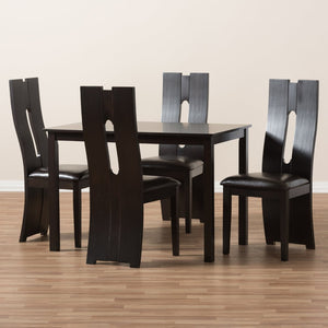Baxton Studio Baxton Studio Alani Modern 5-Piece Dining Set with Dark Brown Faux Leather Chairs and Table RH5509C-Dark Brown Dining Set