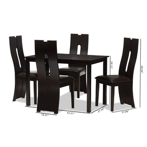 Baxton Studio Baxton Studio Alani Modern 5-Piece Dining Set with Dark Brown Faux Leather Chairs and Table RH5509C-Dark Brown Dining Set