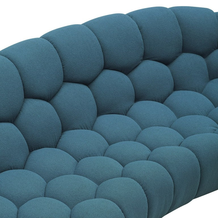 VIG Furniture Yolonda Curved Dark Teal Teddy Sofa — Sculptural Hex-Tufted 3-Seat Modern Plush Comfort, 104.7" VGEV2126C-SOFA-C-15