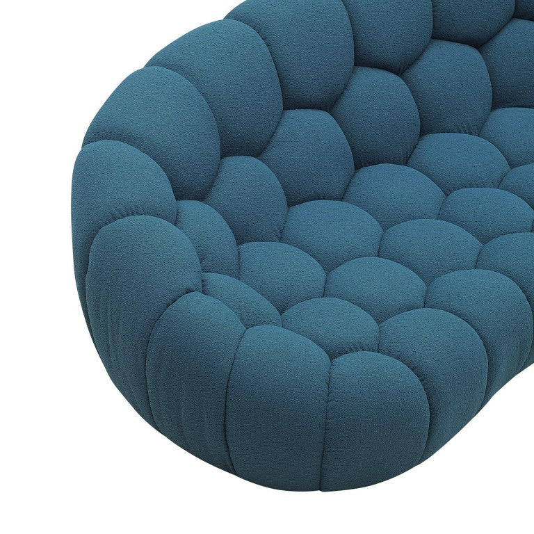VIG Furniture Yolonda Curved Dark Teal Teddy Sofa — Sculptural Hex-Tufted 3-Seat Modern Plush Comfort, 104.7" VGEV2126C-SOFA-C-15