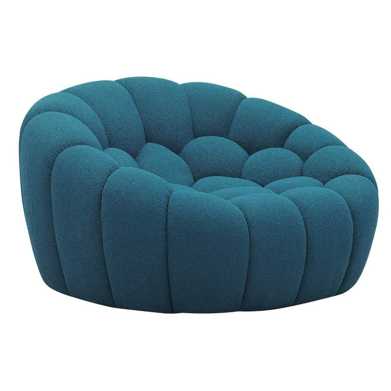 VIG Furniture Yolonda Curved Dark Teal Teddy Chair With Hexagonal Tufting, Solid Wood Frame, 440 Lb Capacity VGEV2126C-CHR-C-15