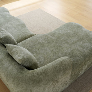 English Elm Full L-Shape Sectional Sofa with Curved Chaise, Modular Chenille Couch, High-Density Comfort for Apartment Living Green W3612S00003
