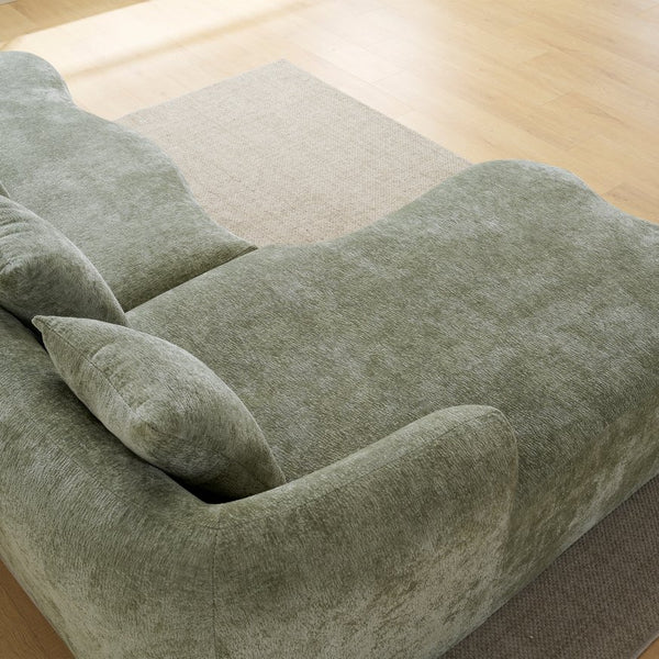 English Elm Full L-Shape Sectional Sofa with Curved Chaise, Modular Chenille Couch, High-Density Comfort for Apartment Living Green W3612S00003