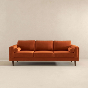 English Elm Ashcroft Furniture - Amber Mid Century Modern Burnt Orange Luxury Modern Velvet Sofa