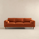 Ashcroft Furniture Mid Century Modern Burnt Orange Velvet Sofa - Elegant & Luxurious