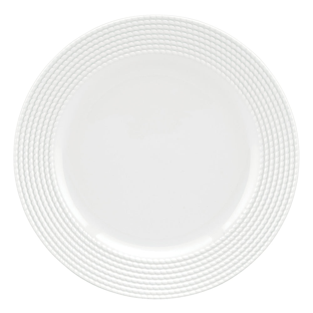 Lenox Wickford White Ceramic Dinner Plate with Embossed Rope Rim for Coastal Table Settings 803715