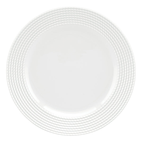 Lenox Wickford White Ceramic Dinner Plate with Embossed Rope Rim for Coastal Table Settings 803715