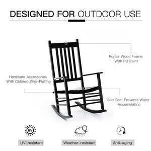English Elm Outsunny Outdoor Rocking Chair - Classic Wooden Design With High Back, Smooth Armrests & 352 Lbs Capacity W2225P174340-GIGA
