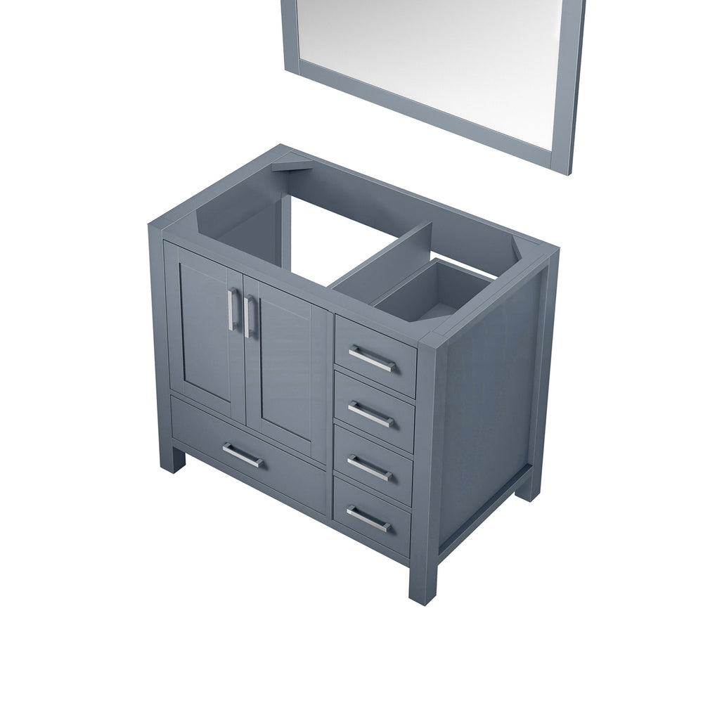 English Elm Dark Grey 36in Bath Vanity w/ Left Offset Sink, 5 Drawers + Cabinet, Mirror Included (34x32) B2731S00508