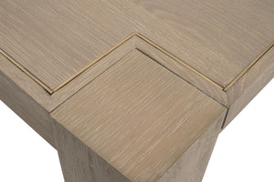 Essentials for Living Canal Oak Wood Extension Dining Table Seats 10 with Brushed Gold Steel Inlay 8039.SGRY-OAK/BGLD