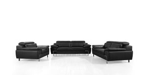 VIG Furniture Divani Casa Grange - Modern Black Leather Sofa Set VGBNS-2116-SET-BLK