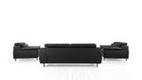 VIG Furniture Divani Casa Grange - Modern Black Leather Sofa Set VGBNS-2116-SET-BLK