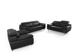 VIG Furniture Divani Casa Grange - Modern Black Leather Sofa Set VGBNS-2116-SET-BLK