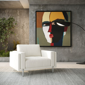 VIG Furniture Schmidt Off-White Dinara Accent Chair With Grey Metal Legs, Tuxedo Arms, Sinuous Spring Comfort VGKK-KF.7020-CHR-OFWHT