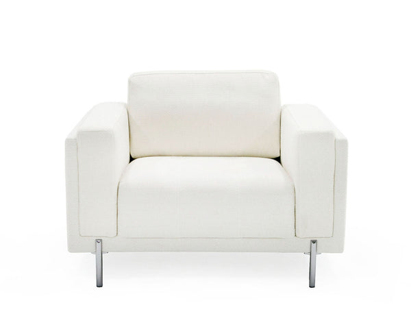 VIG Furniture Divani Casa Schmidt - Modern Off White Fabric Sofa + 2 Chairs VGKK-KF.7020-SET-OFWHT