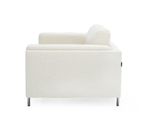 VIG Furniture Schmidt Off-White Dinara Accent Chair With Grey Metal Legs, Tuxedo Arms, Sinuous Spring Comfort VGKK-KF.7020-CHR-OFWHT