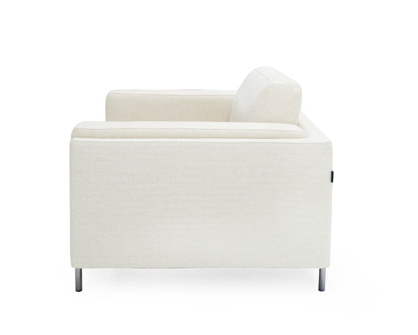 VIG Furniture Schmidt Off-White Dinara Accent Chair With Grey Metal Legs, Tuxedo Arms, Sinuous Spring Comfort VGKK-KF.7020-CHR-OFWHT