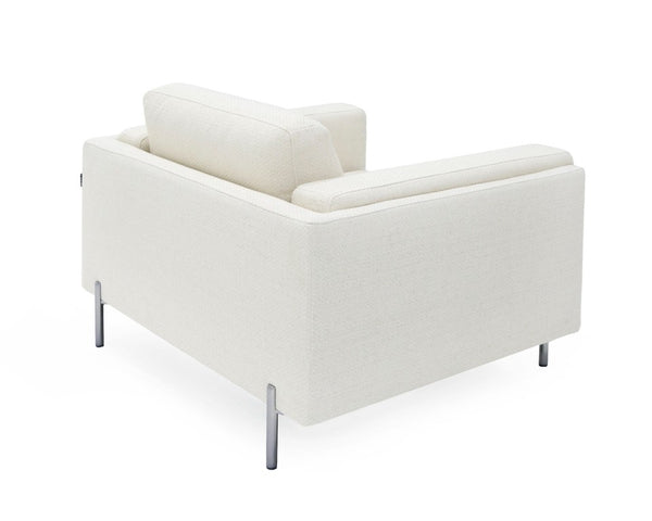 VIG Furniture Schmidt Off-White Dinara Accent Chair With Grey Metal Legs, Tuxedo Arms, Sinuous Spring Comfort VGKK-KF.7020-CHR-OFWHT