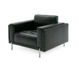 VIG Furniture Divani Casa Schmidt - Modern Black Leather Sofa + 2 Chairs VGKK-KF.7020-SET-BLK