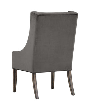 Sunpan Aiden Oversized Wing Back Dining Armchair with Elegant Contoured Arms and Durable Performance Fabric Piccolo Pebble