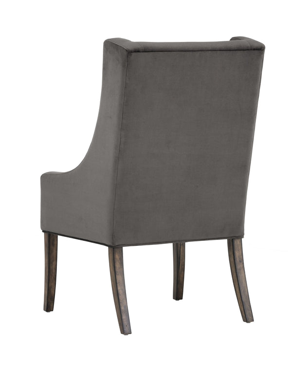 Sunpan Aiden Oversized Wing Back Dining Armchair with Elegant Contoured Arms and Durable Performance Fabric Piccolo Pebble