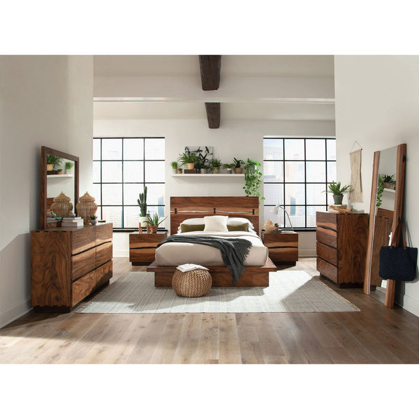 English Elm Mallory Smokey Walnut Queen Platform Bed - Luxurious Mahogany Design With No Box Spring Needed! B062S00953
