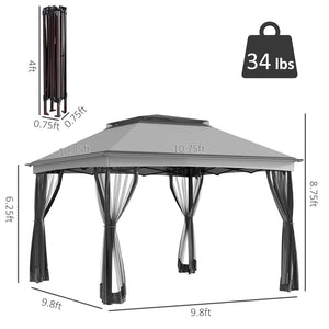 English Elm Outsunny 11' X 11' Instant Pop-Up Canopy With Removable Netting For Backyard Events & Outdoor Fun W2225P200730-GIGA