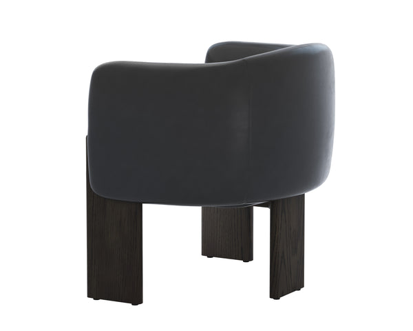 Sunpan Trine Lounge Chair - Luxurious Comfort with Unique Shape and Handcrafted Wood Base for Any Home Style Dark Brown / Vintage Black Night Leather