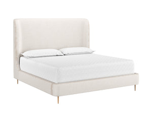 Sunpan Tierra Bed - Stylish Coastal-Inspired Design with Plush Headboard and Minted Copper Steel Legs King