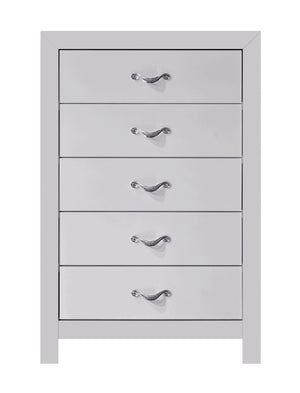 English Elm Moreland 5-drawer Chest Sparkling White Laminate with Glam Crystal Chrome Hardware B078P497905