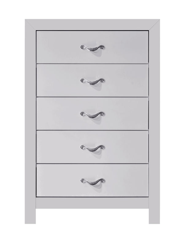 English Elm Moreland 5-drawer Chest Sparkling White Laminate with Glam Crystal Chrome Hardware B078P497905