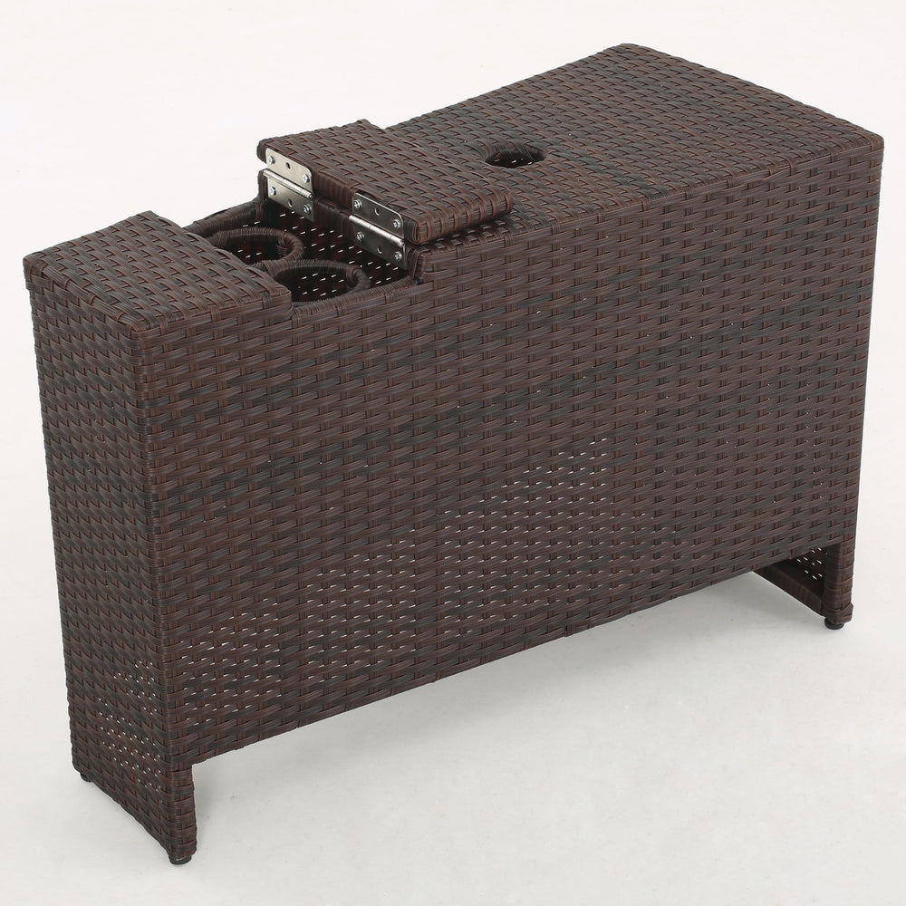 English Elm Christopher Knight Home® - MADRAS Woven Rattan Sector Table in Brown – Compact 31.75"x22.5"x16" Accent Table, Durable Craftsmanship 57656.00