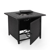 Christopher Knight Home® - Noble House - Aspen Outdoor Square Aluminum Fire Pit, Matte Black