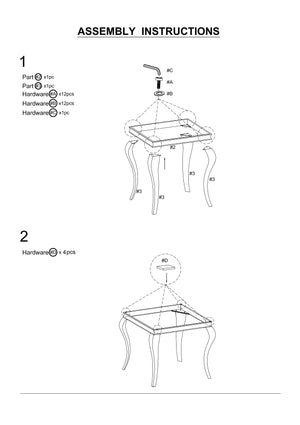 English Elm Glam Stainless Steel Coffee Table with Beveled Tempered Glass Top and Elegant Cabriole-Style Legs Silver,White 28 L x 28 W x 4 H B011S01177