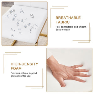 English Elm Table Set: Luxurious 71" Pandora Glass Dining Table With 8 White Pu Chairs & Gold C-Shaped Legs W1151S03232-GIGA