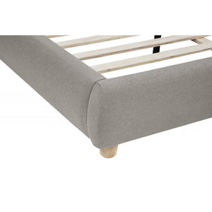 English Elm Modern/Contemporary Queen Platform Bed Upholstered in Soft Burlap Fabric, Low-Profile Plywood Frame, Sturdy Support Light Tan 83 L x 11 W x 11.5 H B011S01951