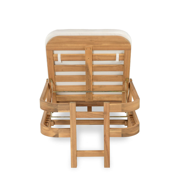 English Elm Christopher Knight Home® - Outdoor acacia chaise lounge with adjustable recline, durable hardwood frame and water‑resistant cushion comfort Cream Color,Light Teak 52.25 L x 28.5 W x 8.75 H N776P266158C