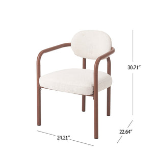 English Elm Indoor Beige Upholstered Dining Chairs Set of 2 with Woodgrain Metal Frame Walnut N772P390411W