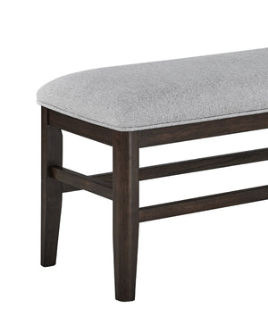 English Elm 1pc Dark Oak Finish Bench with Gray Upholstered Seat, 50" Dining Bench, Modern Durable Wooden Frame B2741P370880