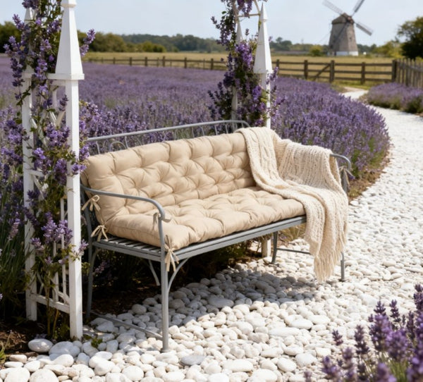 English Elm Patio Bench Cushion Tufted Overstuffed Polyester Fill for Swing Sofa Pergola Seating T3971P418271
