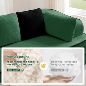 English Elm 106" Teddy Fabric Sofa - Luxurious No Assembly L-Shaped Couch With Chaise For Cozy Living Rooms, Green W714S01421