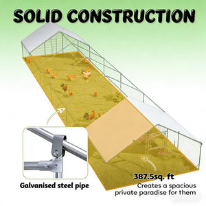 English Elm Large Galvanized Steel Walk-in Poultry Run with Oxford Canopy for Outdoor Flocks T3971S00112