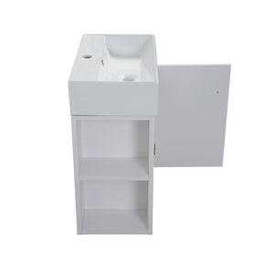 English Elm 21.6" Wall Mounted Vanity Base with Open Shelf Gold Hardware White Finish Bath W1573P446791