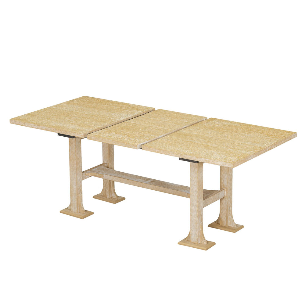 English Elm TOPMAX 76-inch Extendable Trestle Dining Set with 18" Removable Leaf, Upholstered Chairs & Bench Natural SP000048AAA