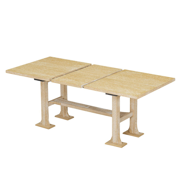 English Elm TOPMAX 76-inch Extendable Trestle Dining Set with 18" Removable Leaf, Upholstered Chairs & Bench Natural SP000048AAA