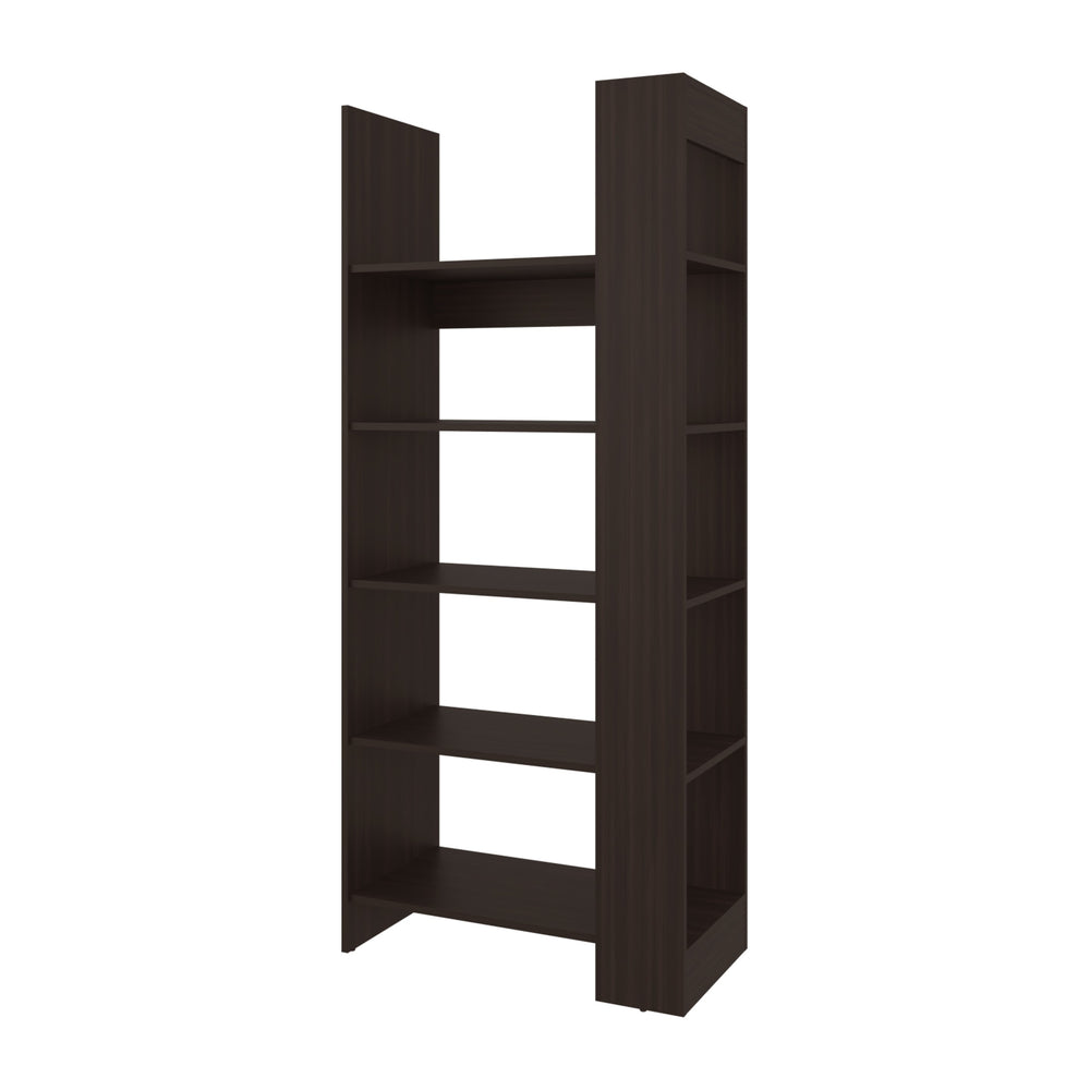 English Elm Doney 5-Shelf Open Bookcase Stained Walnut – Vertical Contemporary Storage, Scratch-Resistant Melamine Finish, 63.7"H x 28.6"W x15.3"D B128P375325