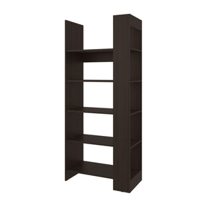 English Elm Doney 5-Shelf Open Bookcase Stained Walnut – Vertical Contemporary Storage, Scratch-Resistant Melamine Finish, 63.7"H x 28.6"W x15.3"D B128P375325