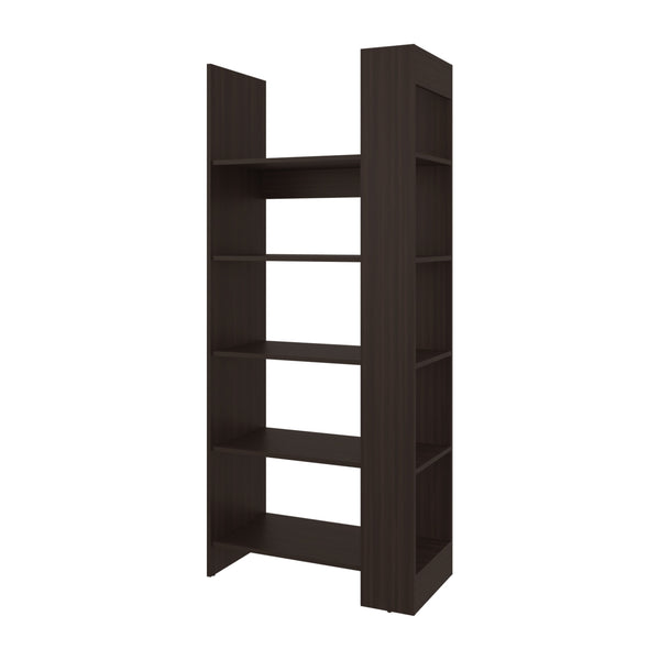 English Elm Doney 5-Shelf Open Bookcase Stained Walnut – Vertical Contemporary Storage, Scratch-Resistant Melamine Finish, 63.7"H x 28.6"W x15.3"D B128P375325
