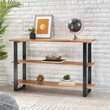 Christopher Knight Home® - Noble House - Rooker Handcrafted Modern Industrial Acacia Wood Media Console Table, Natural and Black